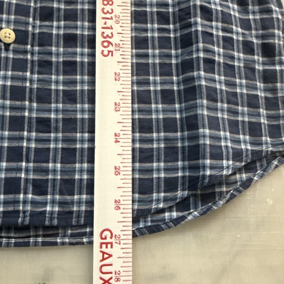 Faherty Tropical Cotton Shirt Mens M Blue Plaid Preppy Organic Cotton Huckberry - Picture 11 of 12